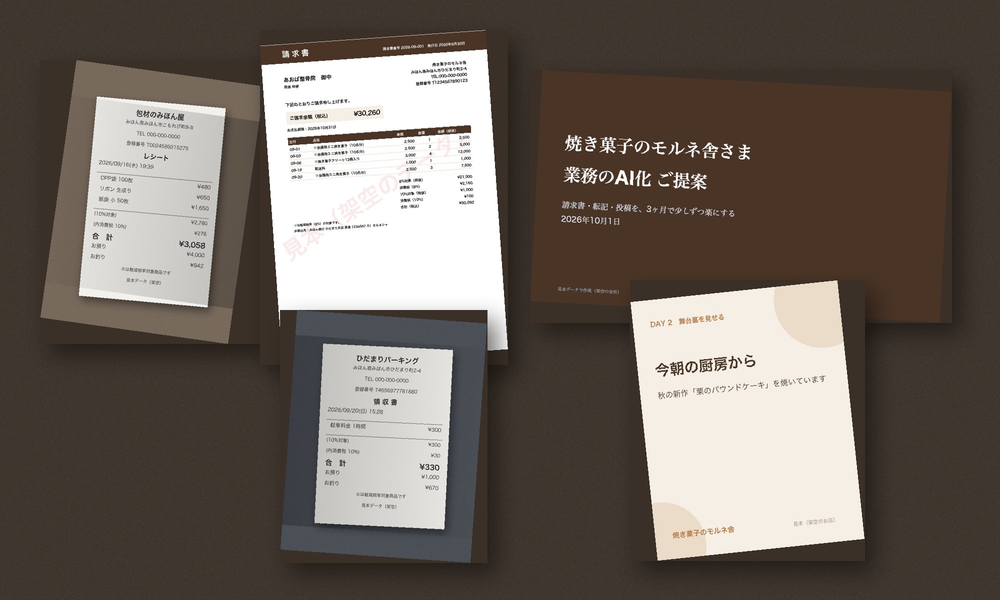 レシートの写真、請求書、提案スライド、ショート動画。AIエージェントが作った本物の成果物